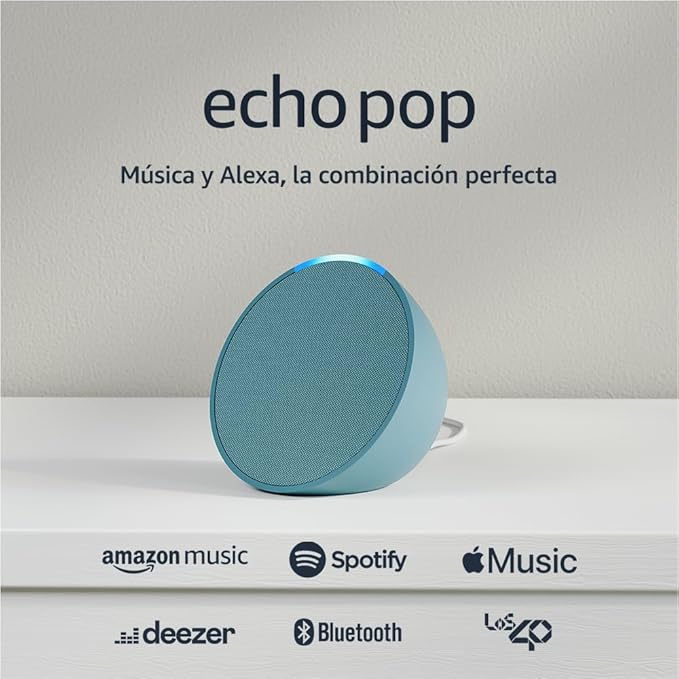 Echo Pop (Última generación) | Altavoz inteligente Bluetooth con Alexa de sonido potente y compacto | Verde azulado